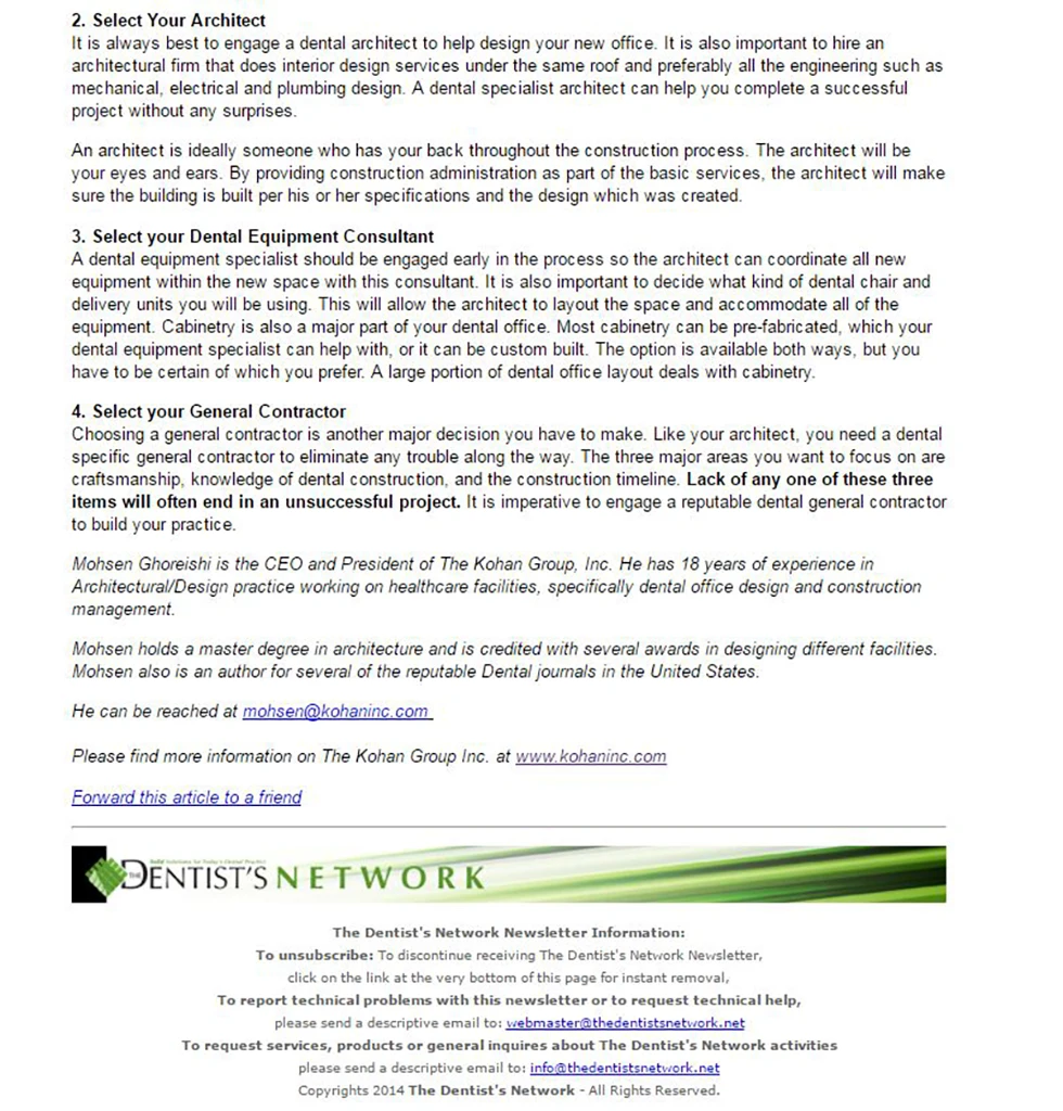 4 Simple Steps to Your Dream Office | Dentist's Network | KOHAN Architecture