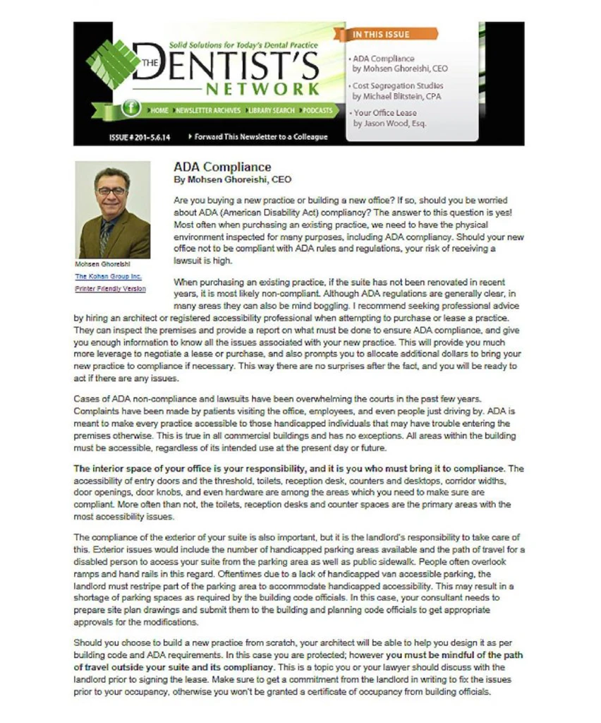 ADA Compliance | Dentist's Network | KOHAN Architecture