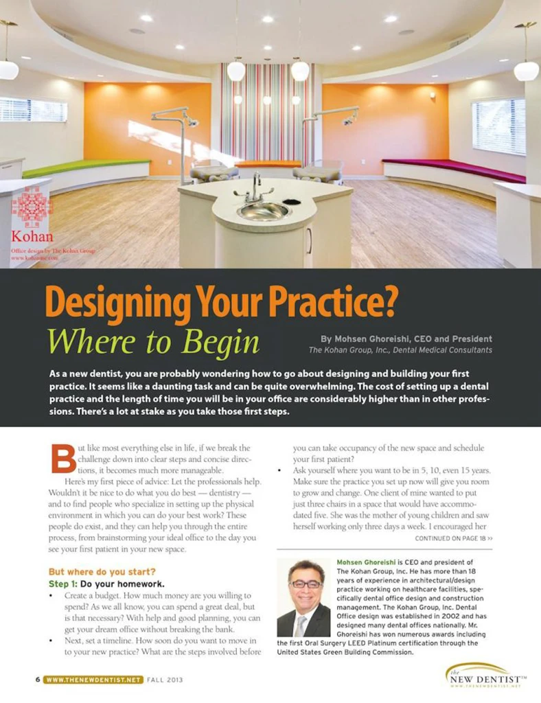 Designing Your Practice, Where to Begin | The New Dentist | KOHAN Architecture