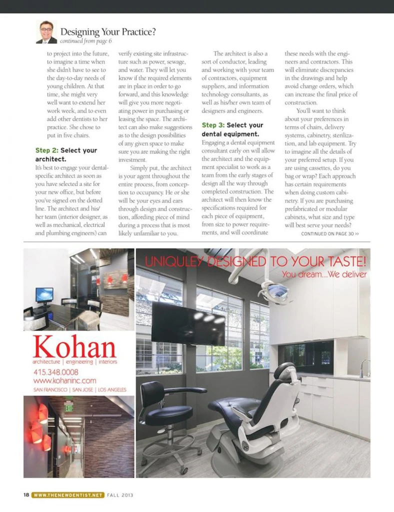 Designing Your Practice, Where to Begin | The New Dentist | KOHAN Architecture