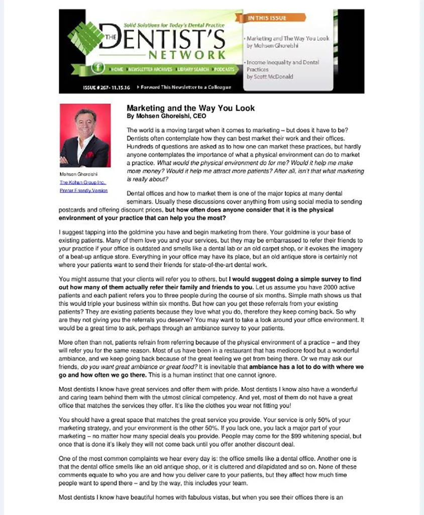 Marketing and The Way You Look | Dentist's Network | KOHAN Architecture